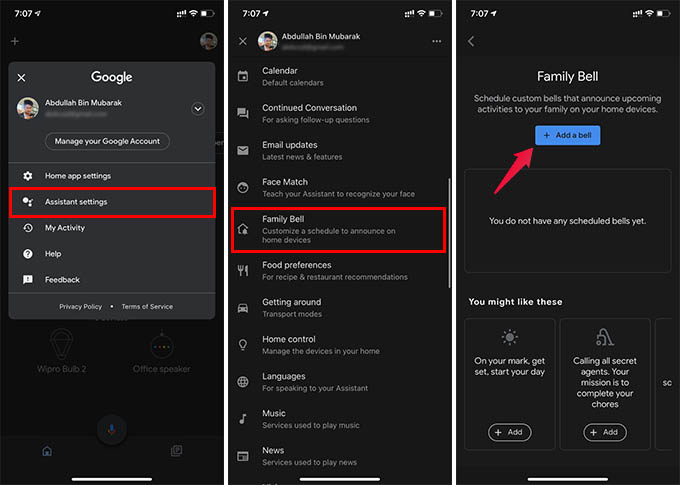 Get Google Home Family Bell to Schedule Family Alarms