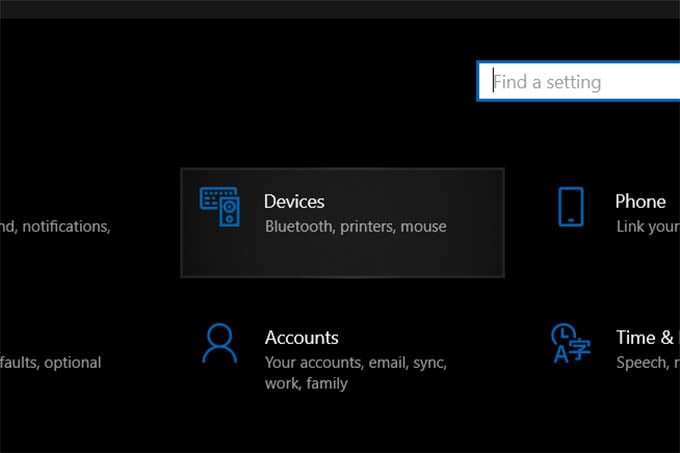 Go to Windows 10 Devices Settings