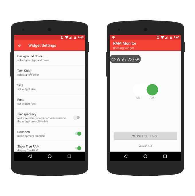 RAM Monitor widget android