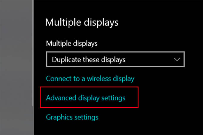 Windows 10 Advanced Display Settings