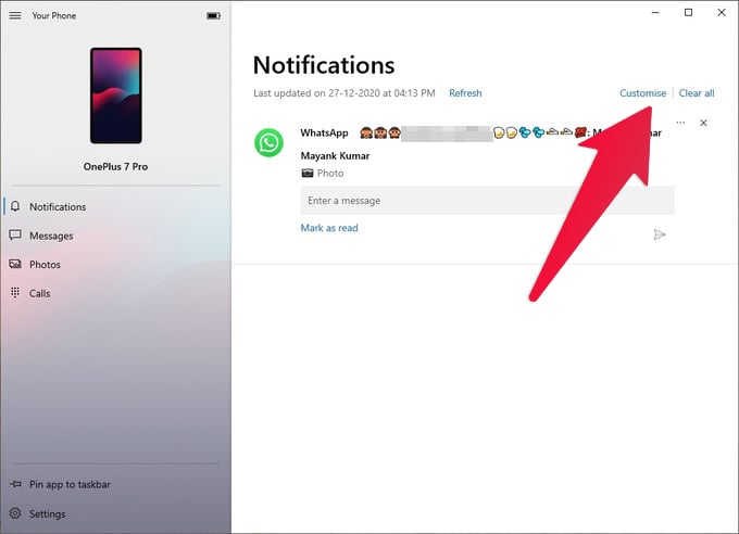 Android phone notifications on Windows 10 PC