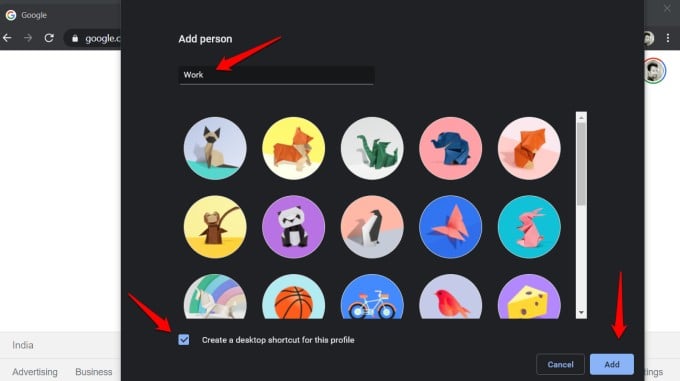 choose profile photo for new chrome profile