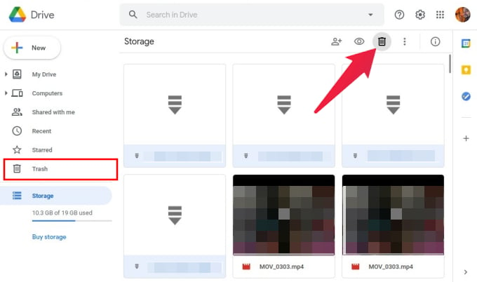 Delete large Google Drive files