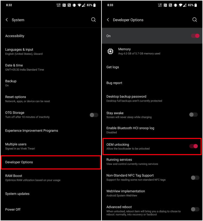 Enable OEM Unlock on Android