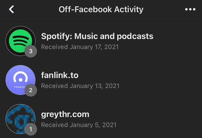 Off Facebook Activity Sharing Websites and Apps