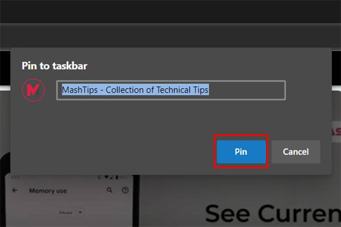 Pin Favorite Website to Windows 10 Taskbar
