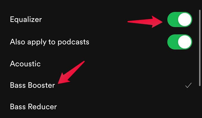 Select Bass Booster for Spotify in Spotify Equalizer