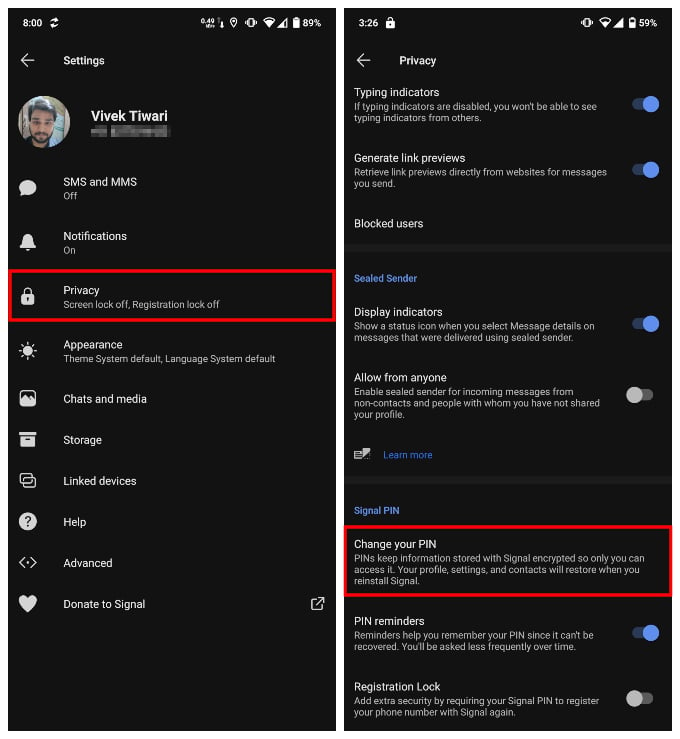 Change Signal PIN for better privacy