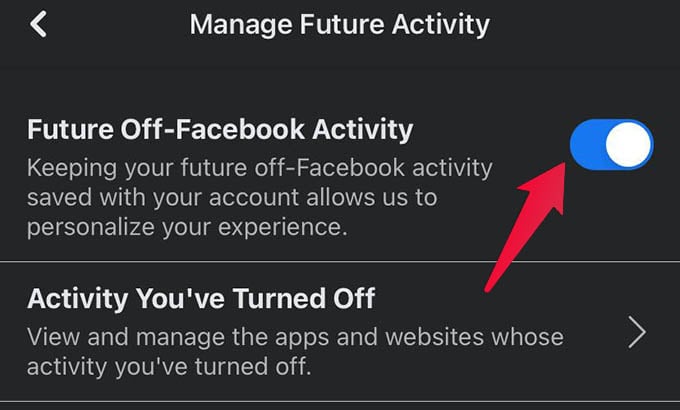 Turn Off Future Off Facebook Activity