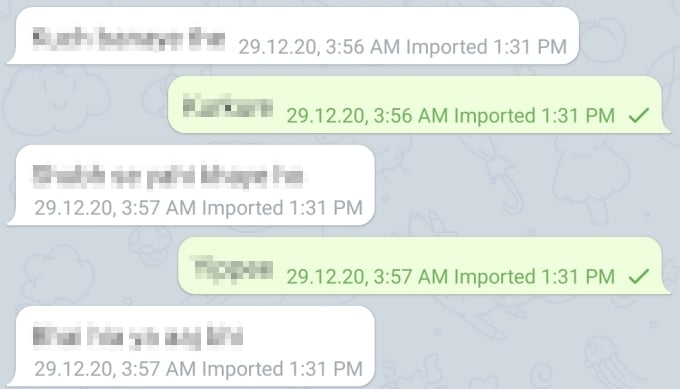 WhatsApp messages in Telegram