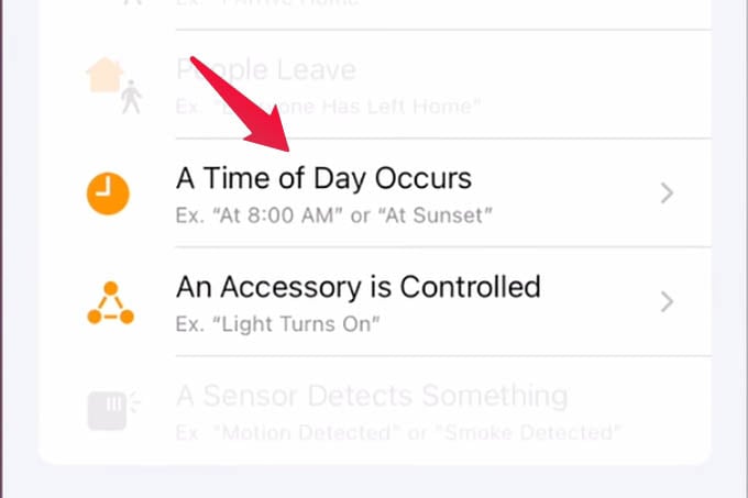 Automation for a Time of the Day Occurs in HomeKit