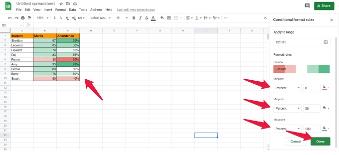 How to Change Cell Color in Google Sheets Based on Value - 10