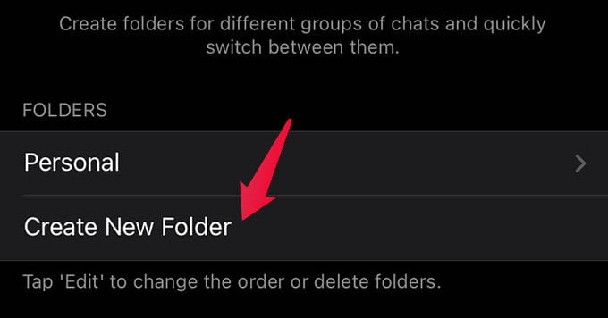 Create New Folder in Telegram Chat