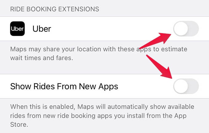 Enable Uber Ride Booking in iPhone Maps App