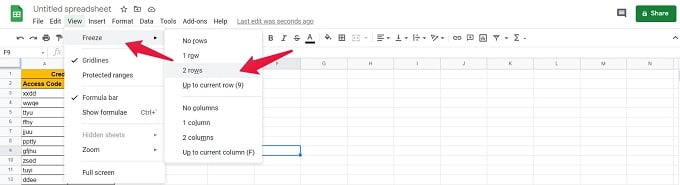 Google Sheets Menu Function to Lock Rows in Google Sheets