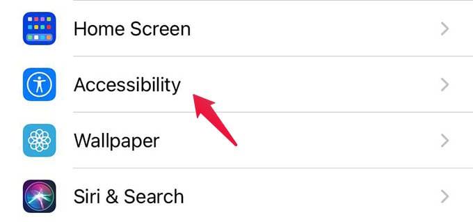 Go to iPhone Accessibility Settings