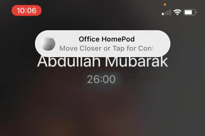 HomePod mini Proximity Audio Transfer Notification