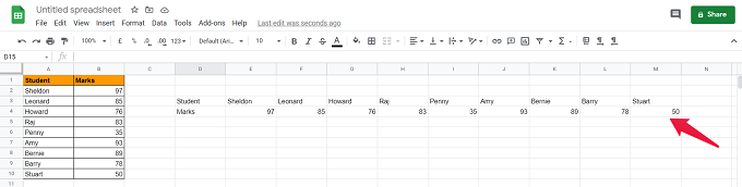 How to Convert Rows to Columns in Google Sheets - 13