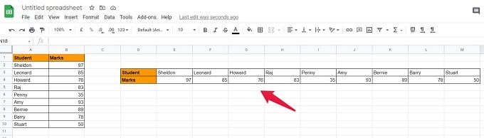 How to Convert Rows to Columns in Google Sheets - 80