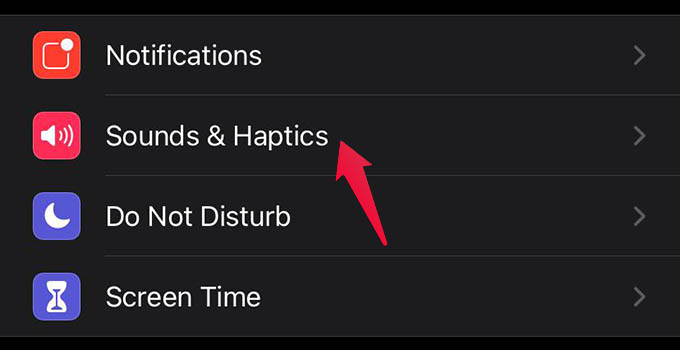 iPhone Sounds and Haptics Settings