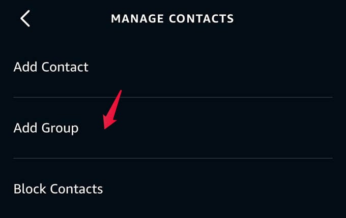 Add new Group in Alexa Contacts