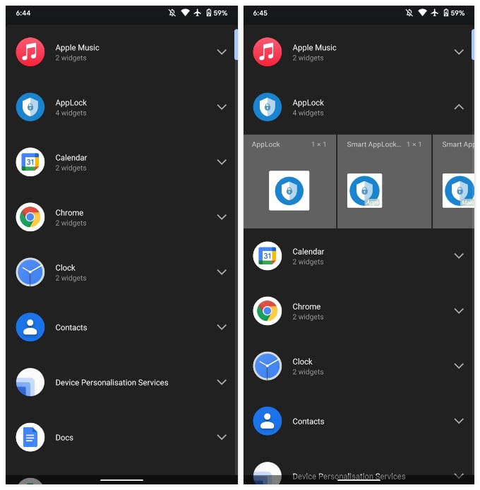 Android 12 DP2 widgets UI