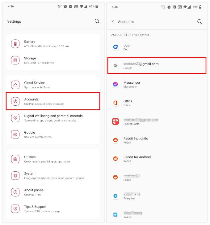 remove google account from phone andriod