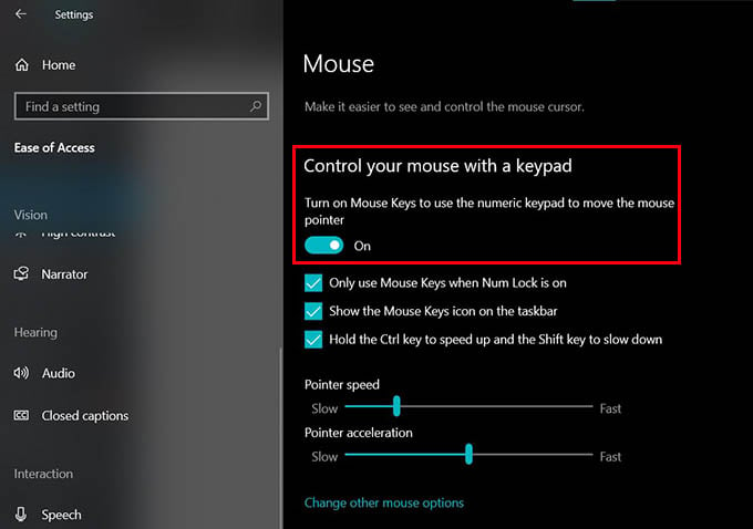 How to Control Mouse Pointer with Keyboard on Windows 10 - 23