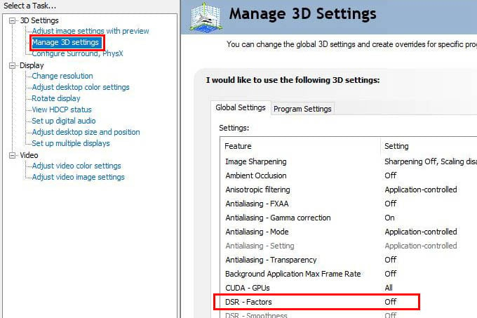 Enable DSR factors in Nvidia Control Panel