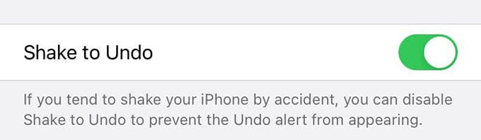 Enable Shake to Undo on iPhone