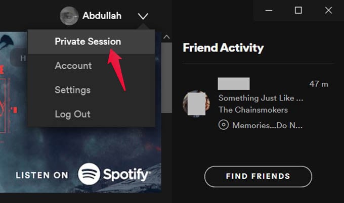 Enable Spotify Private Session on Desktop App