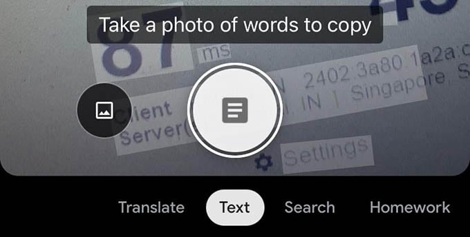 Google Lens Text Copy from Image