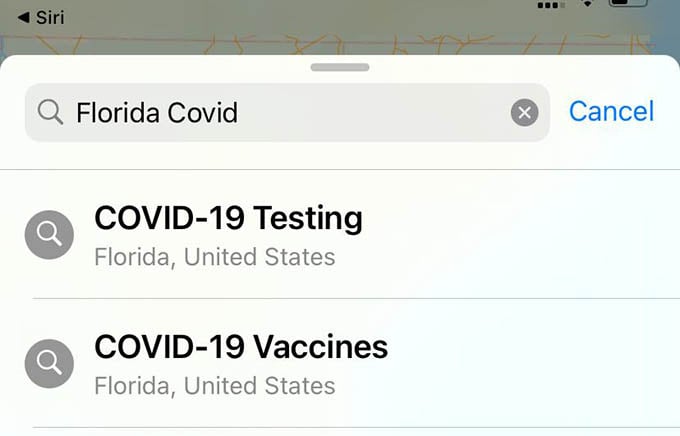 Search for Covid 19 Vaccine Center on Apple Maps
