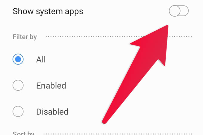 Show System Apps on Samsung Galaxy phone