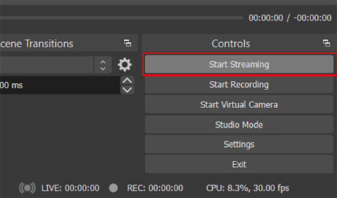 Start Streaming on OBS Studio