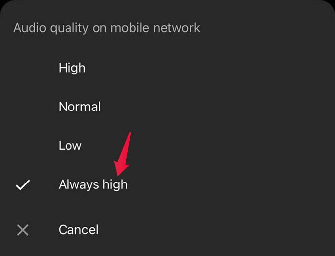 How to Stream High Quality Audio in YouTube Music Always - 61