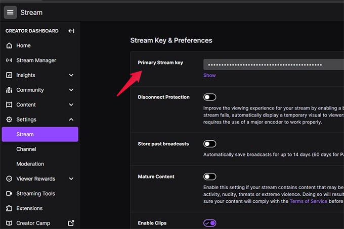 Twitch Live Stream Key