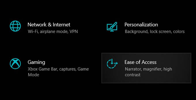 Windows Ease of Access Settings