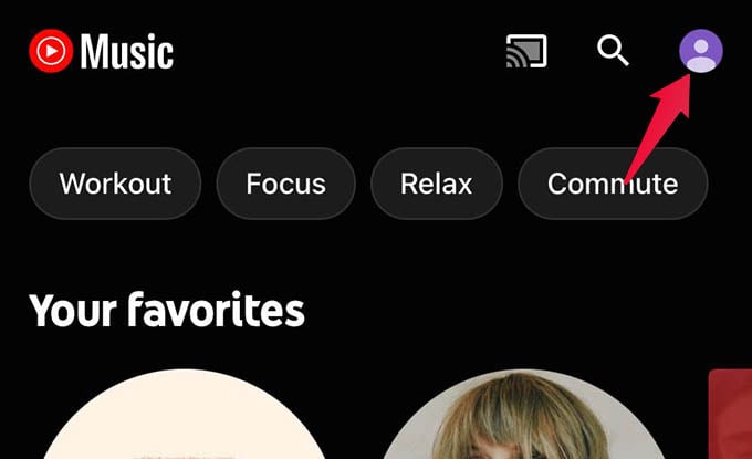 YouTube Music App Profile Settings