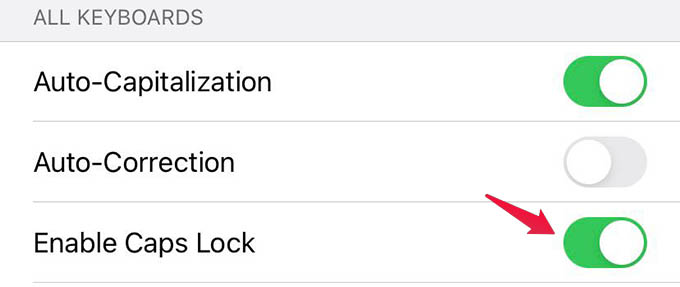 iPhone Keyboard Caps Lock Turn Off