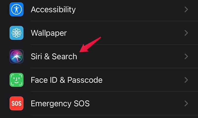 iPhone Settings for Siri and Search