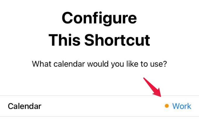 Choose Calendar for iPhone Shortcut