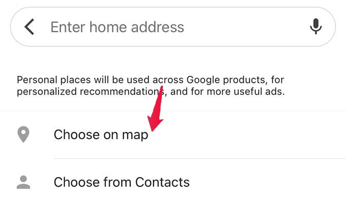 Choose New Home Address on Map in Google Maps on Phone
