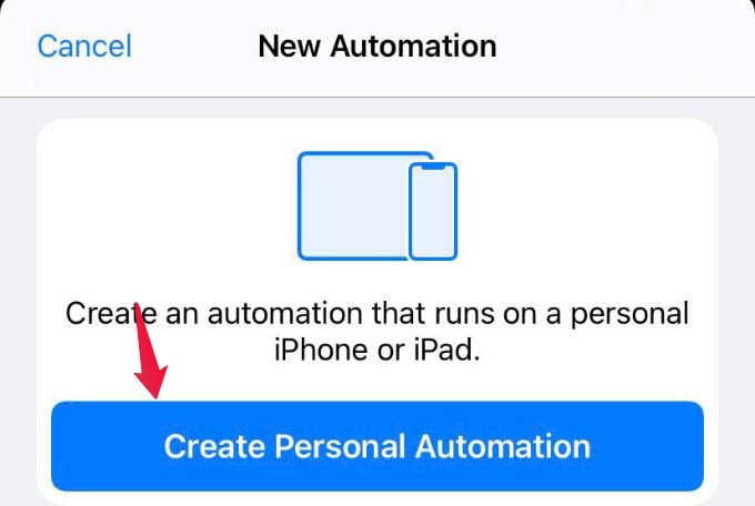 Create Personal Automation iPhone