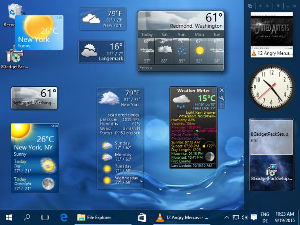 8GadgetPack weather widget choices for windows 10