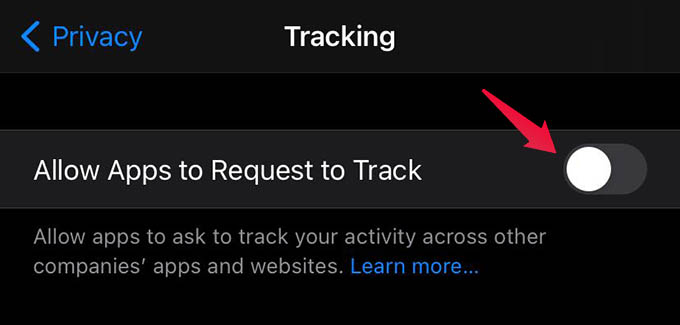 Disable Apps from Tracking iPhone