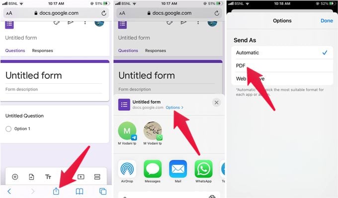 Download Google Form as PDF on iPhone
