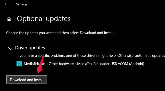 Download and Install Driver Updates in Windows 10