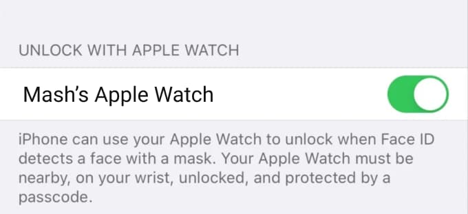 Enable Unlock iPhone with Apple Watch