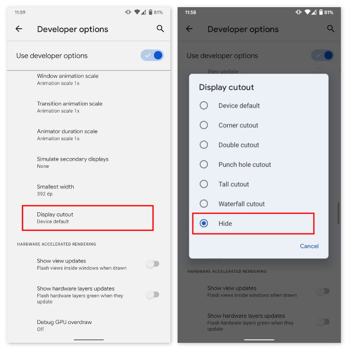 How to Hide Google Pixel Display Notch and Cutouts